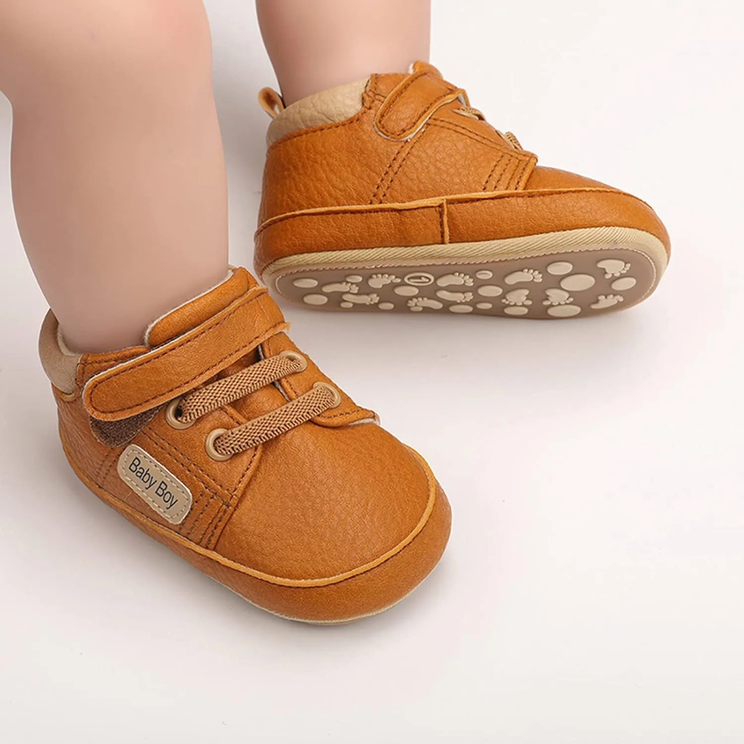 Toddler Baby Boys Girls Ankle Sneakers Soft Anti-Slip Sole PU Leather Newborn Prewalker First Walking Crib Sho