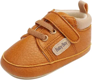 Toddler Baby Boys Girls Ankle Sneakers Soft Anti-Slip Sole PU Leather Newborn Prewalker First Walking Crib Sho