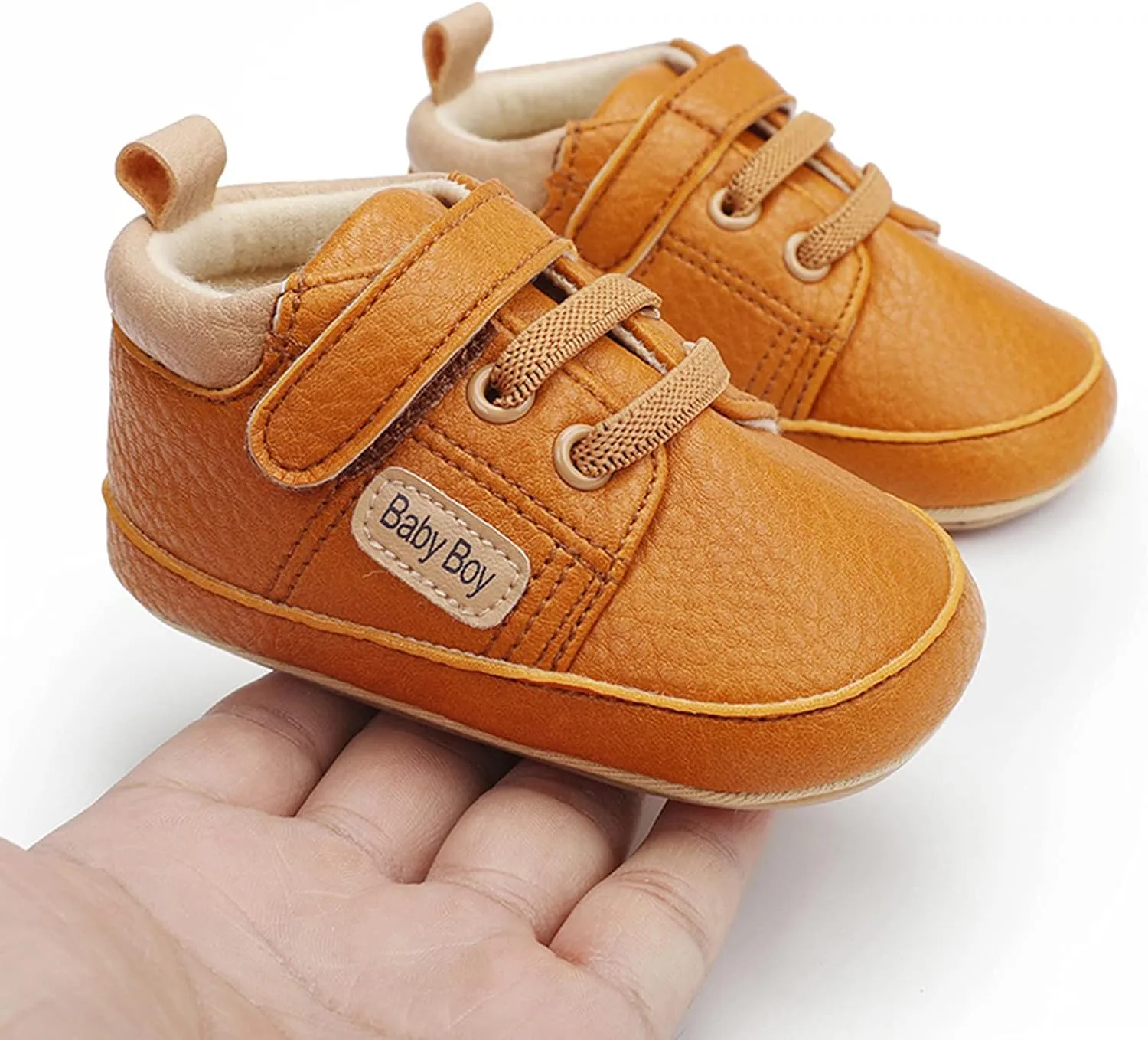 Toddler Baby Boys Girls Ankle Sneakers Soft Anti-Slip Sole PU Leather Newborn Prewalker First Walking Crib Sho