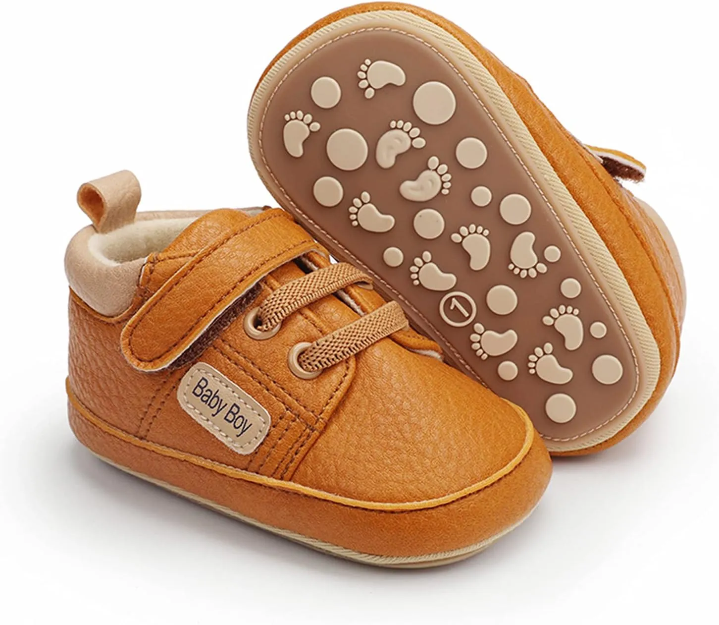 Toddler Baby Boys Girls Ankle Sneakers Soft Anti-Slip Sole PU Leather Newborn Prewalker First Walking Crib Sho