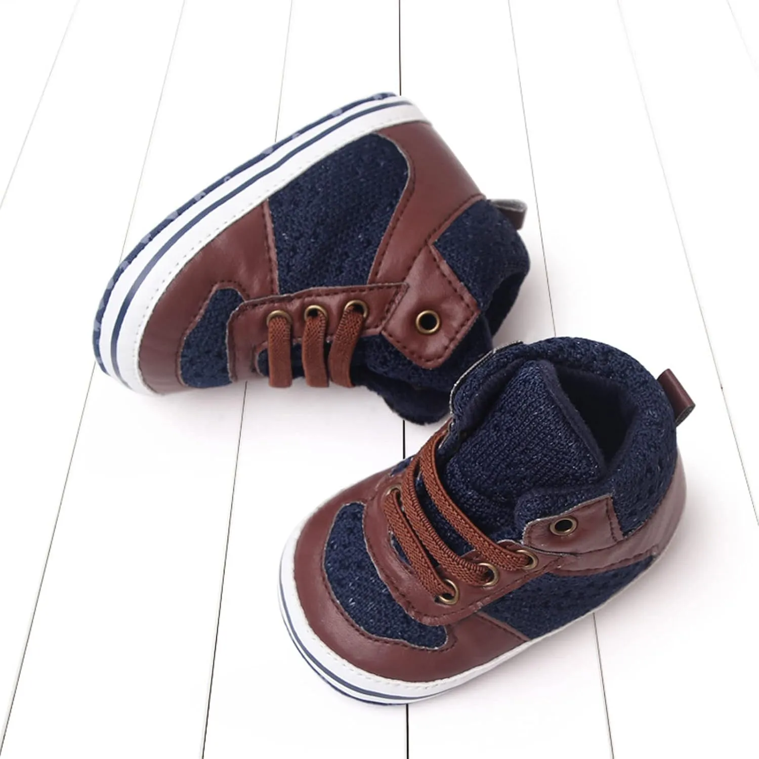 Toddler Baby Boys Girls High Tops Ankle Sneakers Infant Newborn Soft Sole Anti-Slip Prewalker First Walking Shoes