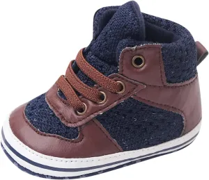 Toddler Baby Boys Girls High Tops Ankle Sneakers Infant Newborn Soft Sole Anti-Slip Prewalker First Walking Shoes