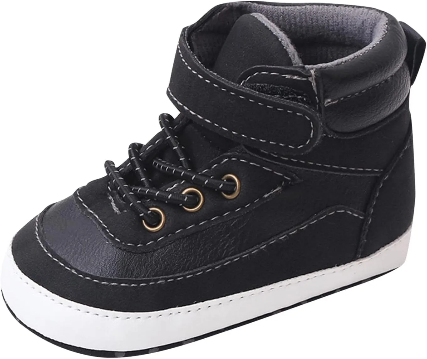 Toddler Baby Boys Girls High Tops Ankle Sneakers Soft Anti-Slip Sole PU Leather Infant Prewalker First Walking Shoes