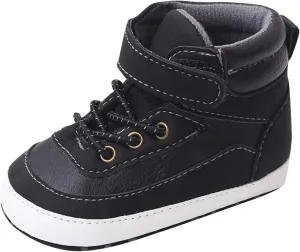 Toddler Baby Boys Girls High Tops Ankle Sneakers Soft Anti-Slip Sole PU Leather Infant Prewalker First Walking Shoes