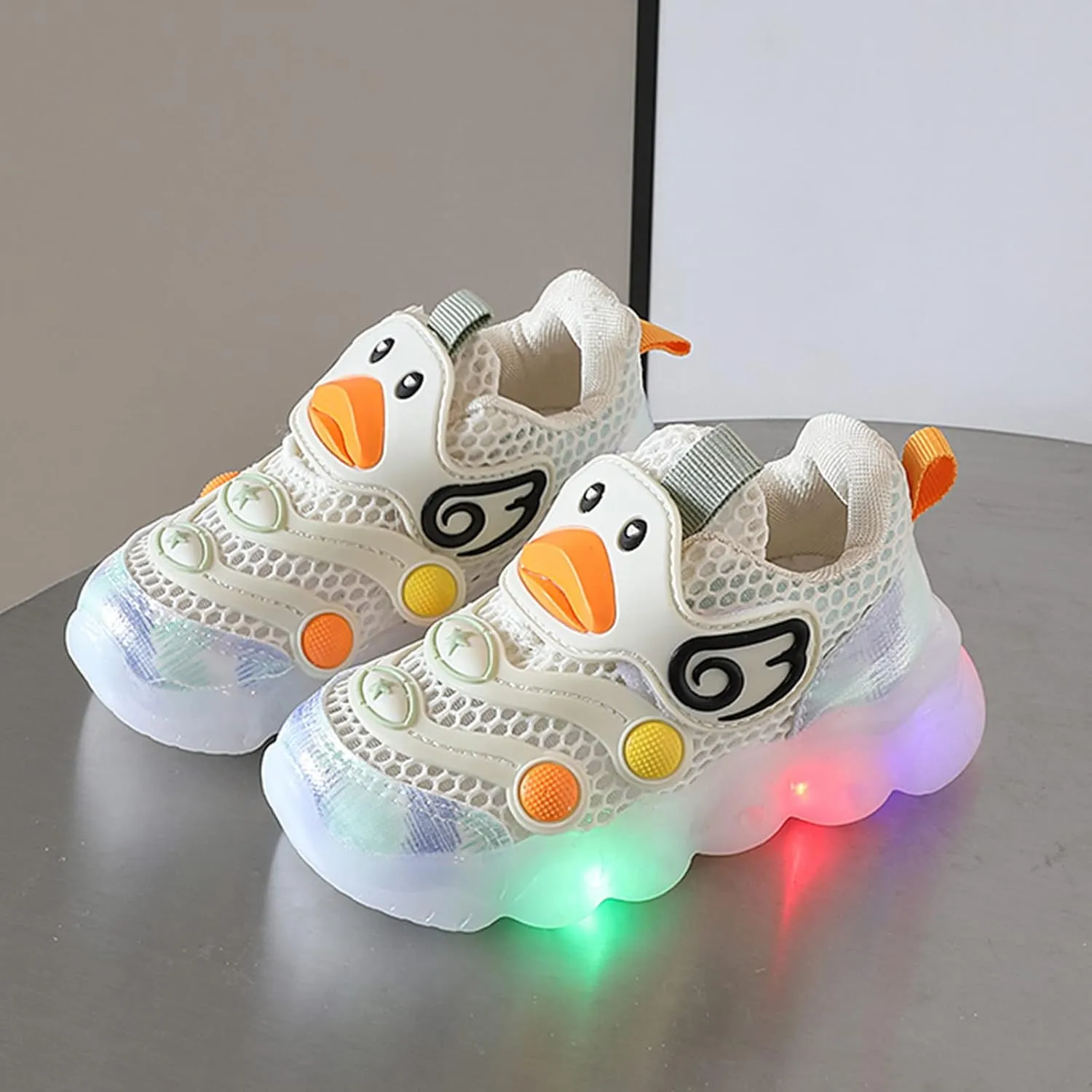 Toddler Baby Boys Girls LED Light Sneakers Walking Shoes Kids Knit Stripe Mesh Luminous Sport Running Shoes