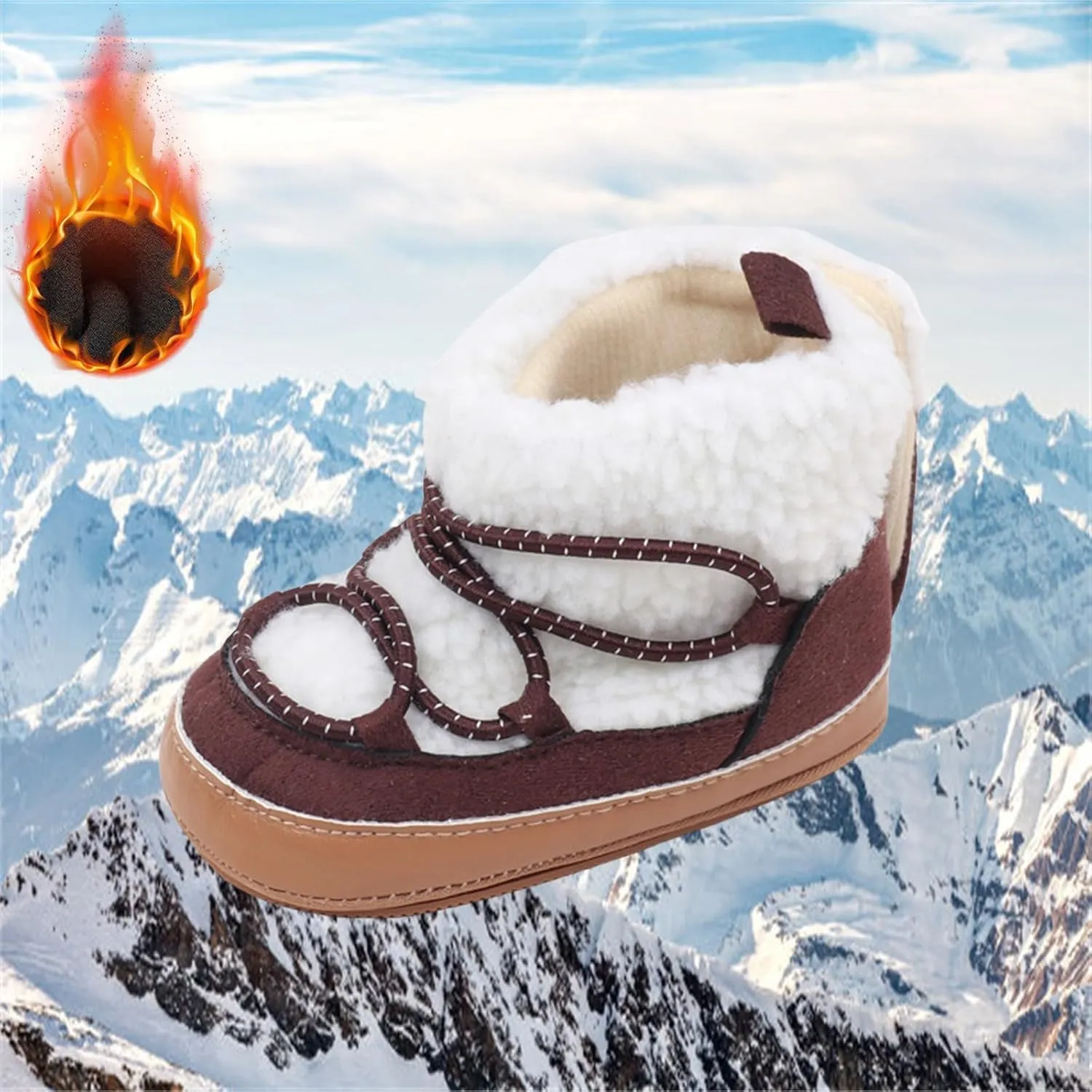 Toddler Baby Winter Fleece Cozy Boots Infant Plush Warm  Lined Soft Non-Slip Soft Sole Sneakers House Shoes Toddler Size Boots Girls