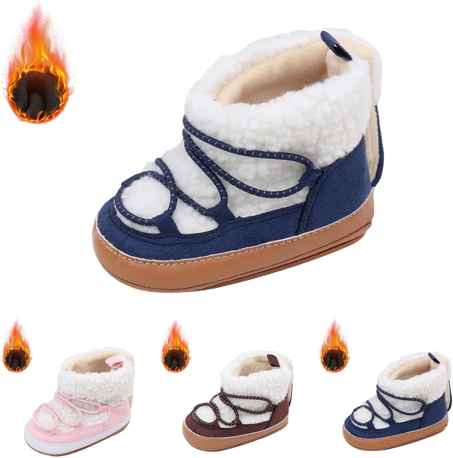 Toddler Baby Winter Fleece Cozy Boots Infant Plush Warm  Lined Soft Non-Slip Soft Sole Sneakers House Shoes Toddler Size Boots Girls