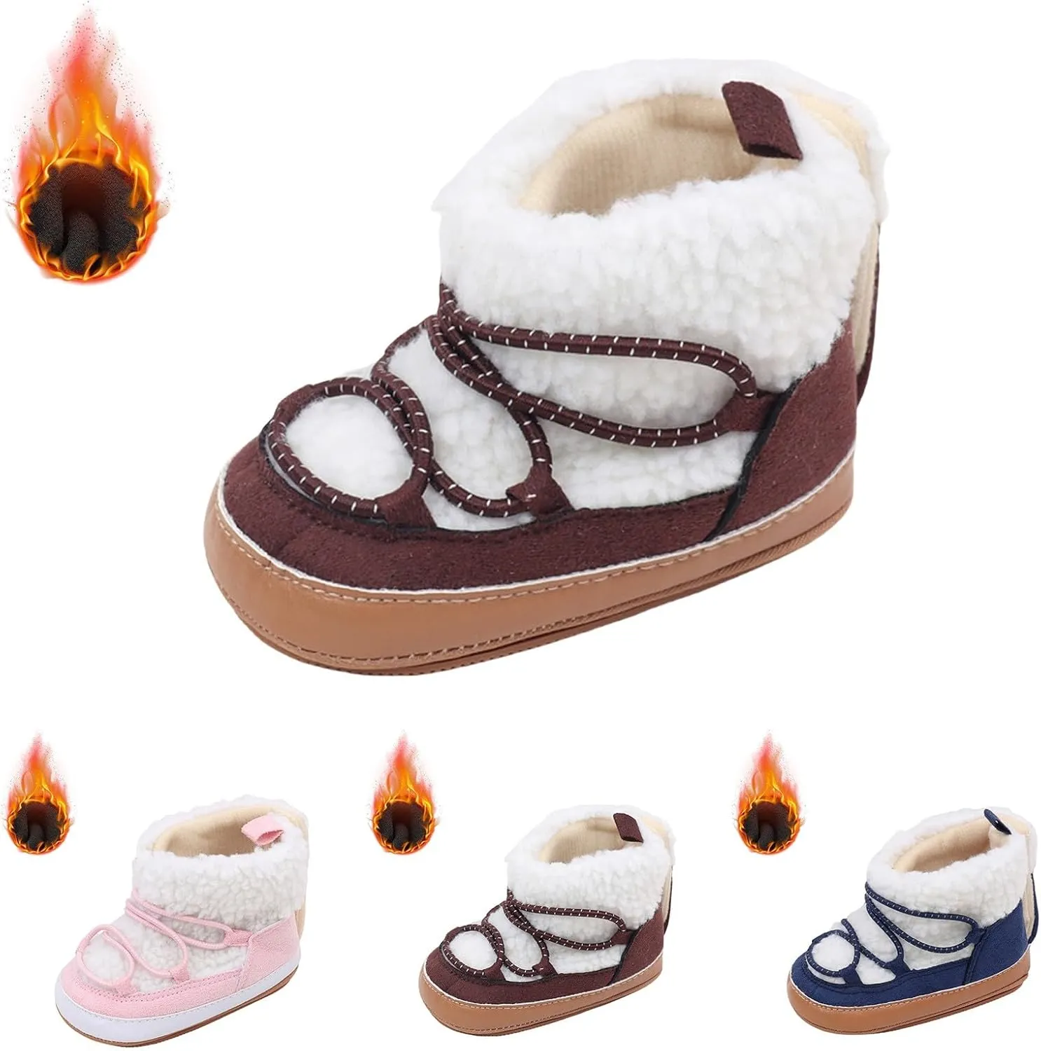 Toddler Baby Winter Fleece Cozy Boots Infant Plush Warm  Lined Soft Non-Slip Soft Sole Sneakers House Shoes Toddler Size Boots Girls