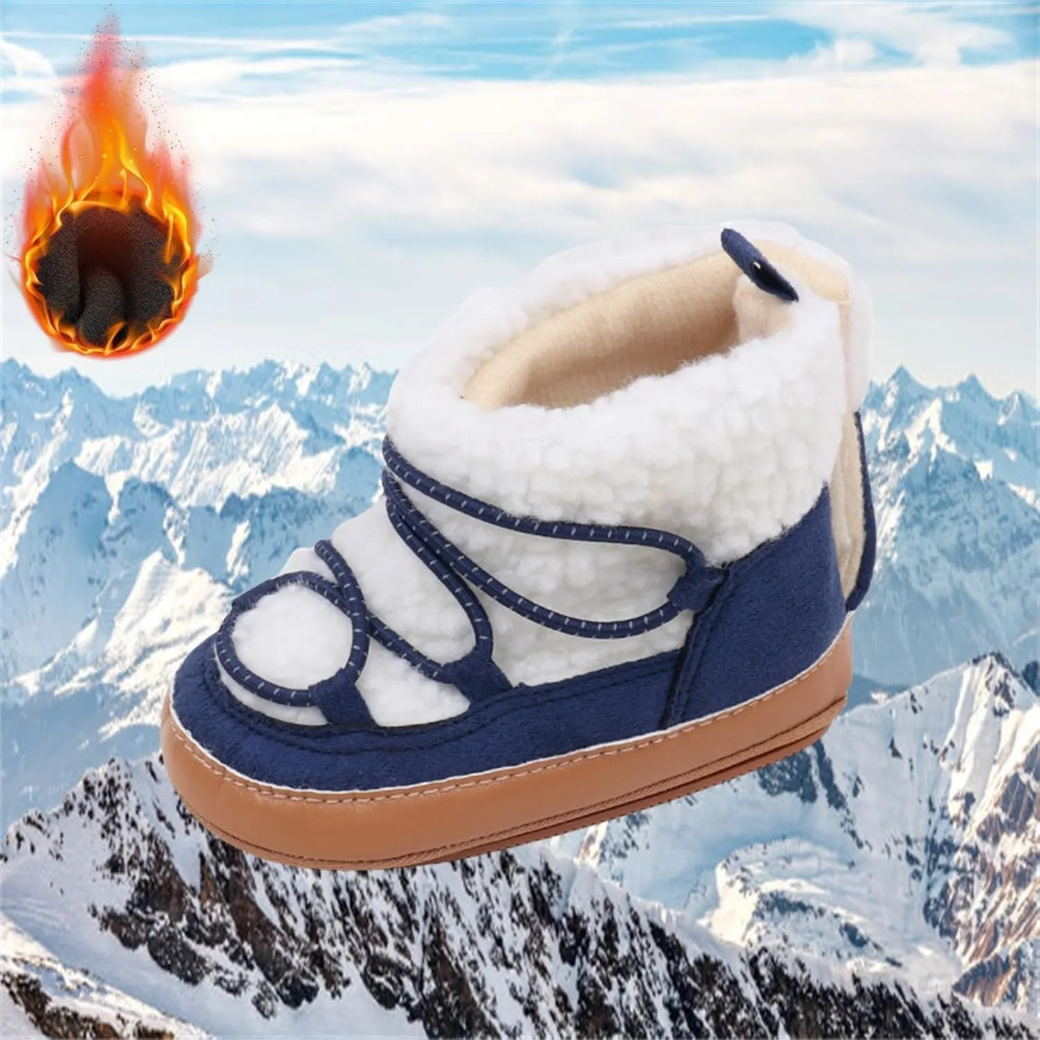 Toddler Baby Winter Fleece Cozy Boots Infant Plush Warm  Lined Soft Non-Slip Soft Sole Sneakers House Shoes Toddler Size Boots Girls