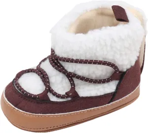 Toddler Baby Winter Fleece Cozy Boots Infant Plush Warm  Lined Soft Non-Slip Soft Sole Sneakers House Shoes Toddler Size Boots Girls