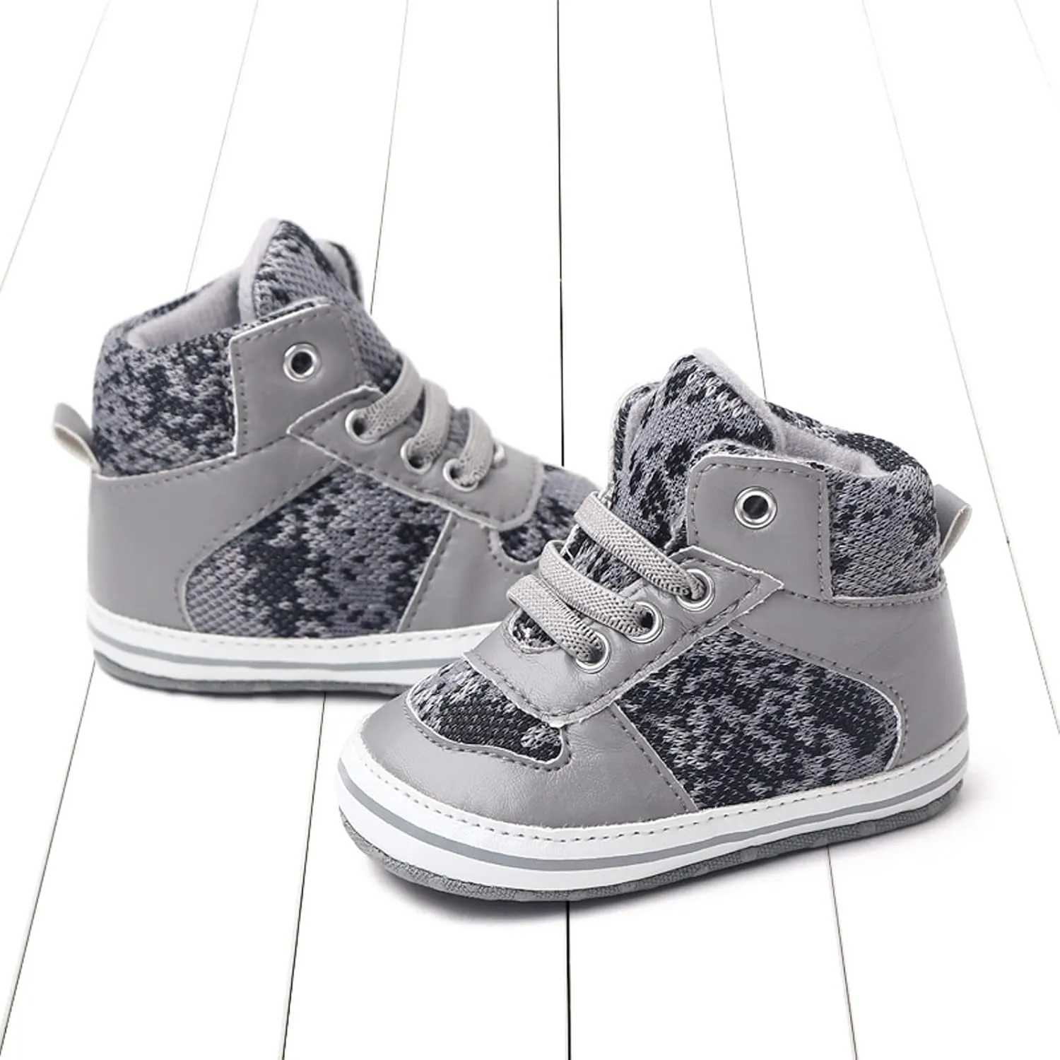 Toddler Boys Girls High Tops Ankle Sneakers Infant Baby Soft Sole Anti-Slip Prewalker Warm First Walking Shoes