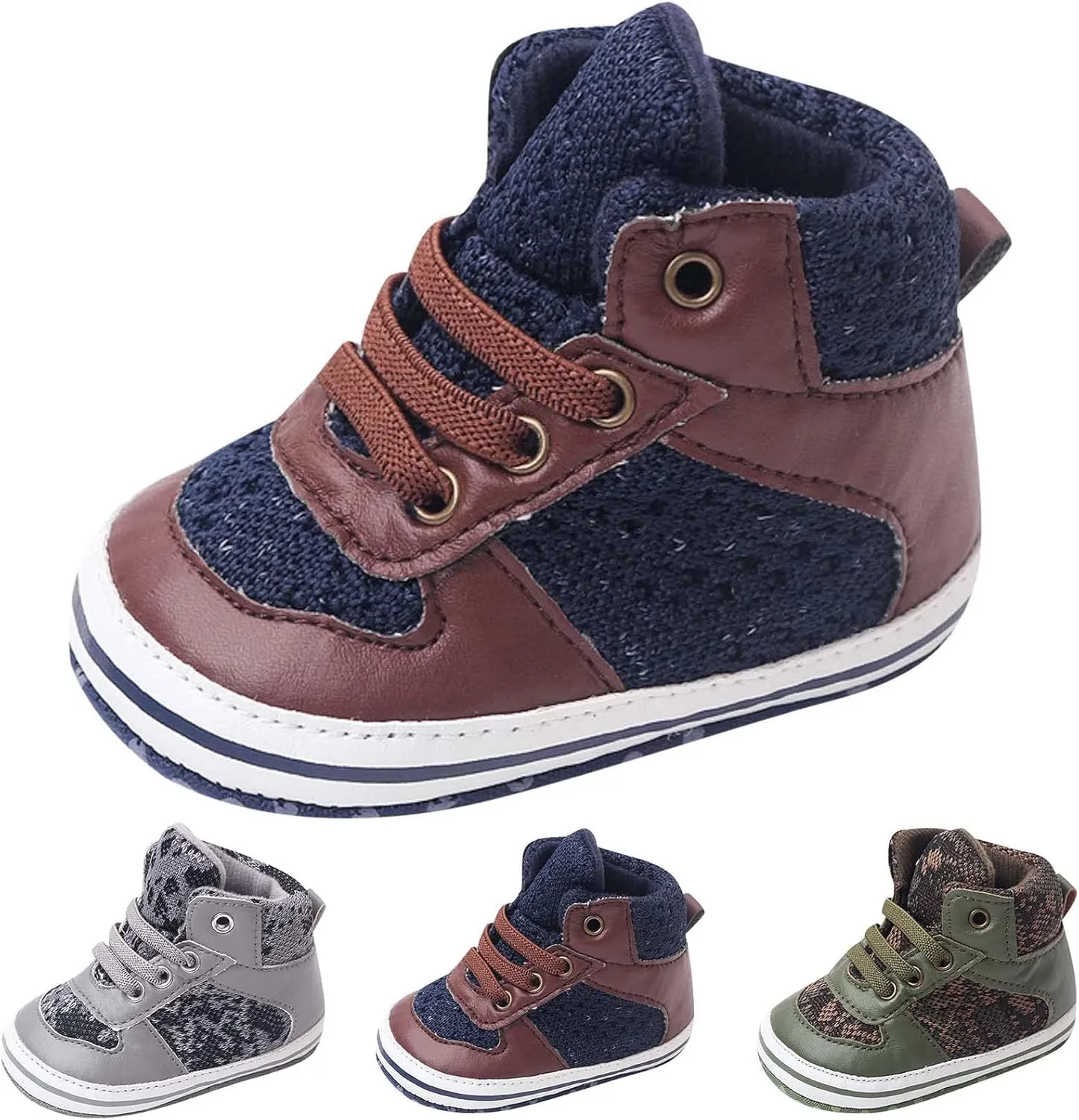 Toddler Boys Girls High Tops Ankle Sneakers Infant Baby Soft Sole Anti-Slip Prewalker Warm First Walking Shoes