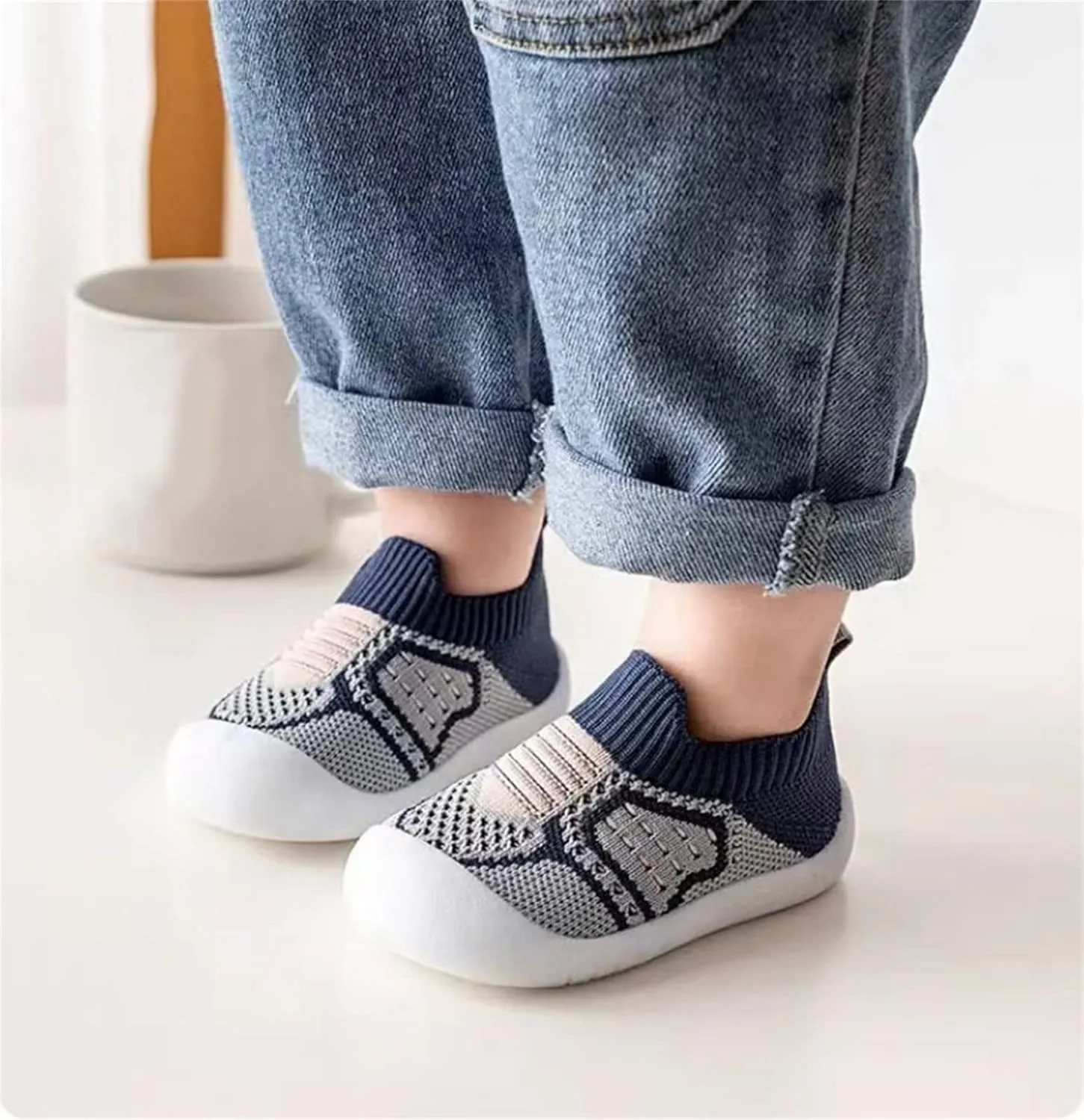 Toddler Cute Cartoon Socks Shoes Boys Girls Walking Shoes Breathable Soft Antislip Wearproof Shoes Baby Sock Shoes
