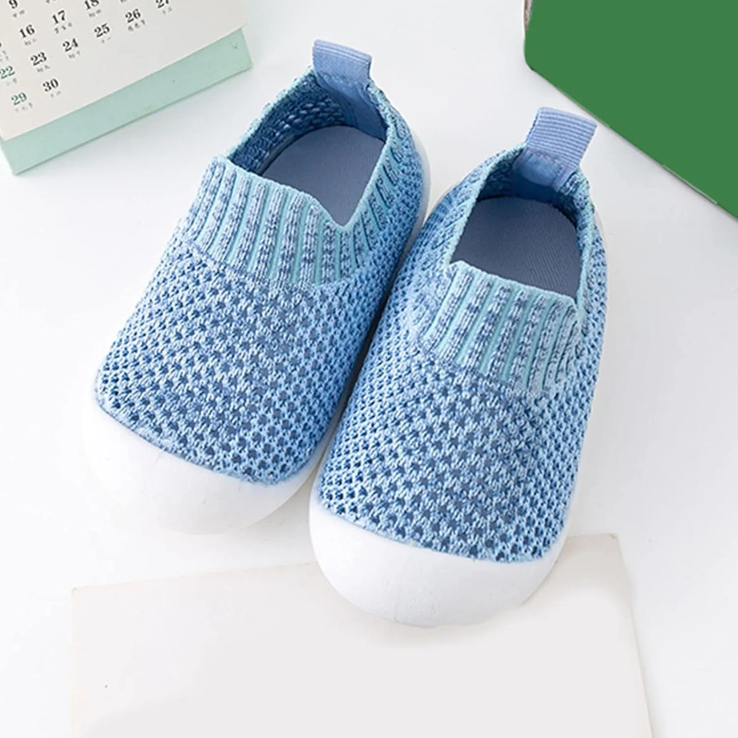 Toddler Hook and Loop Sneakers Infant Toddler Shoes Breathable Slip On Socks Shoes Soft Sole Non Slip Wear (Blue, 14)