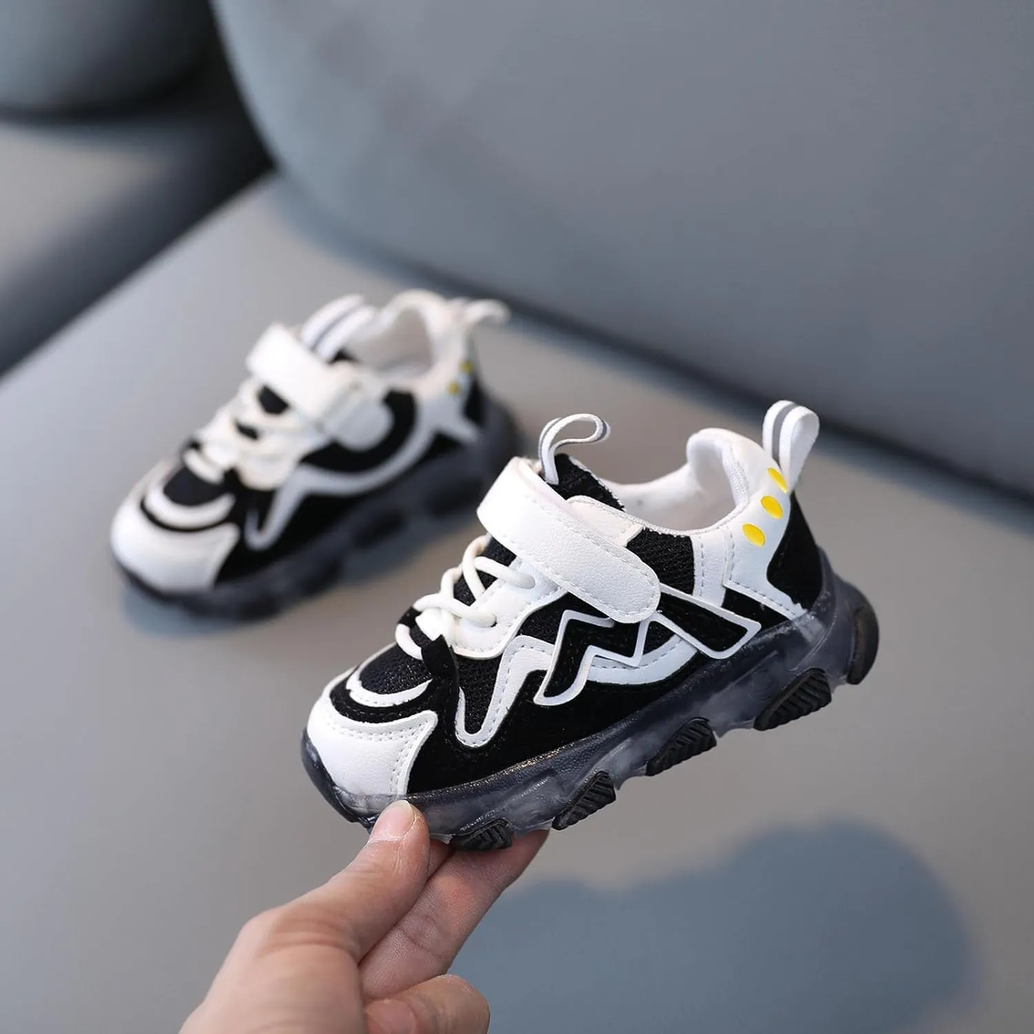 Toddler Infant Kids Boys Girls LED Light Up Flash Sneakers Baby Platform Chunky Heel Sports Athletic Casual Shoes