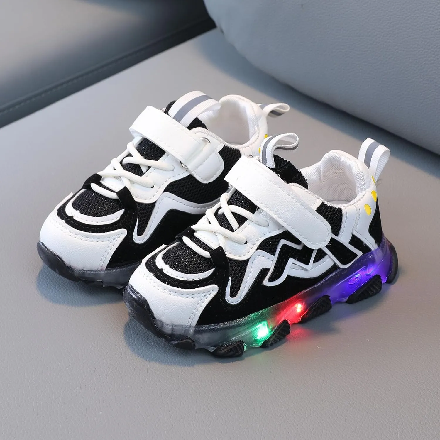 Toddler Infant Kids Boys Girls LED Light Up Flash Sneakers Baby Platform Chunky Heel Sports Athletic Casual Shoes