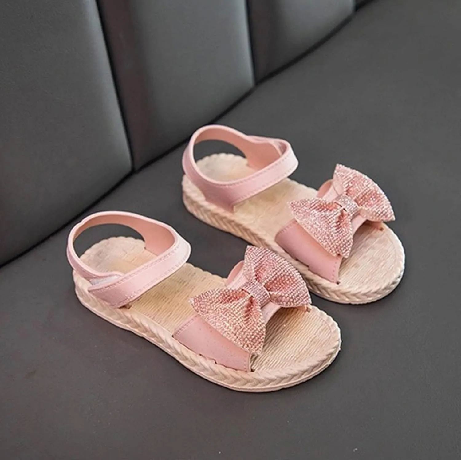 Toddler Kids Girls Soild Bowknot Princress Shoes Soft Sole Non Slip First Walkers Prewalker Beach Shoes Sandals