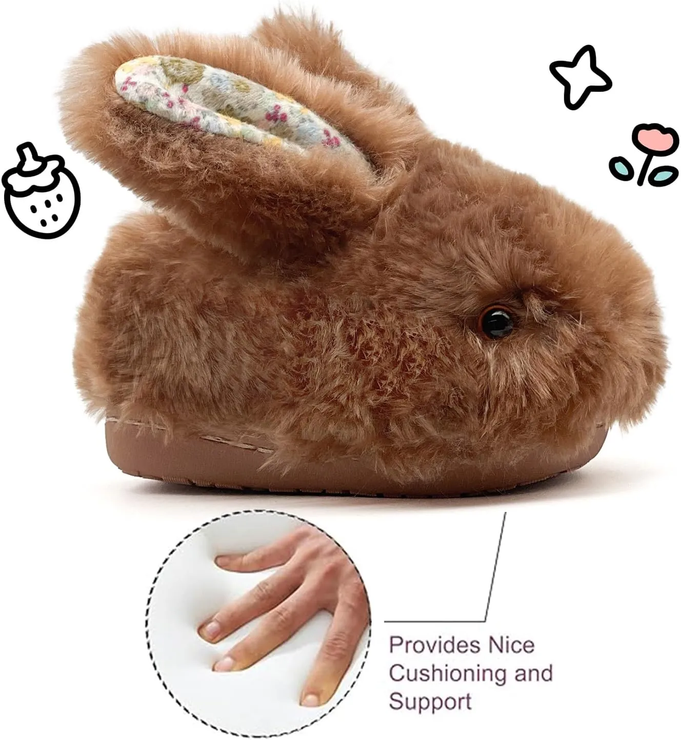 Toddler Slippers Girls Boys Kids Bunny House Slipper Winter Cute Rabbit Slippers Warm Soft Plush Fuzzy Slippers Indoor Non-Slip Animal Cartoon Slippers