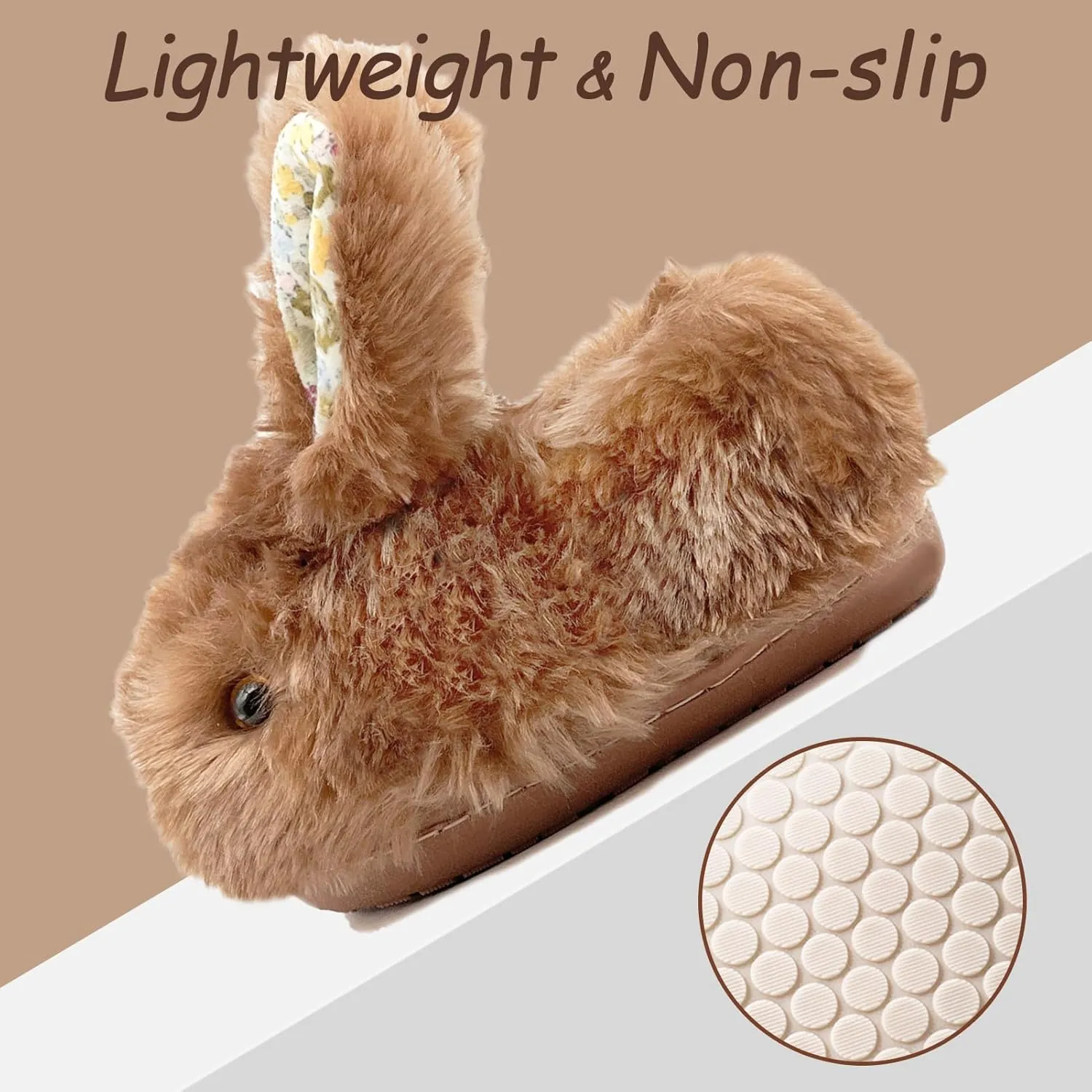 Toddler Slippers Girls Boys Kids Bunny House Slipper Winter Cute Rabbit Slippers Warm Soft Plush Fuzzy Slippers Indoor Non-Slip Animal Cartoon Slippers
