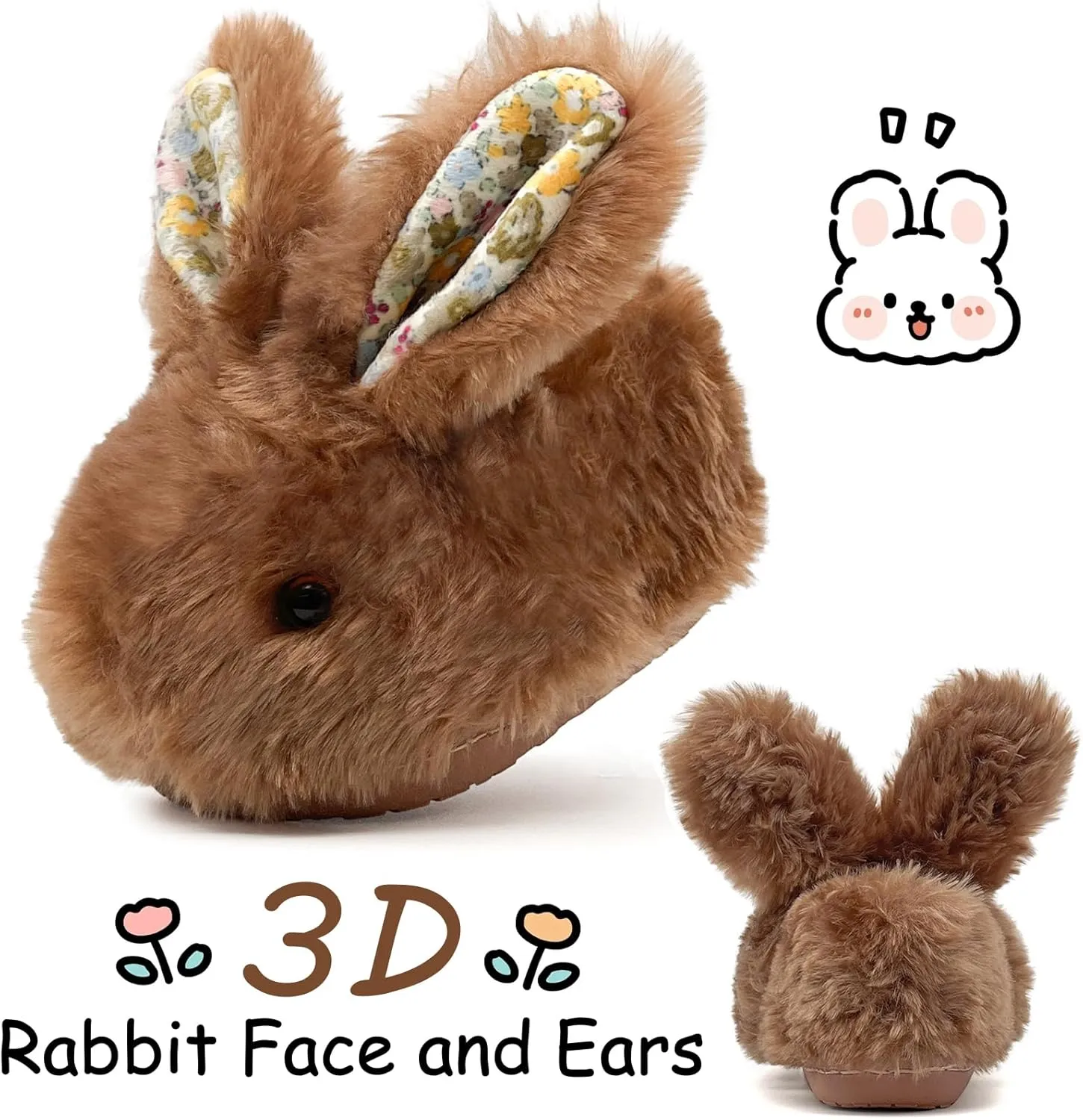 Toddler Slippers Girls Boys Kids Bunny House Slipper Winter Cute Rabbit Slippers Warm Soft Plush Fuzzy Slippers Indoor Non-Slip Animal Cartoon Slippers