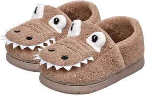 Toddler Slippers Winter Girl Boy Cute Dinosaur House Slipper Kids Warm Fuzzy Slippers Soft Plush Indoor Baby Shoes