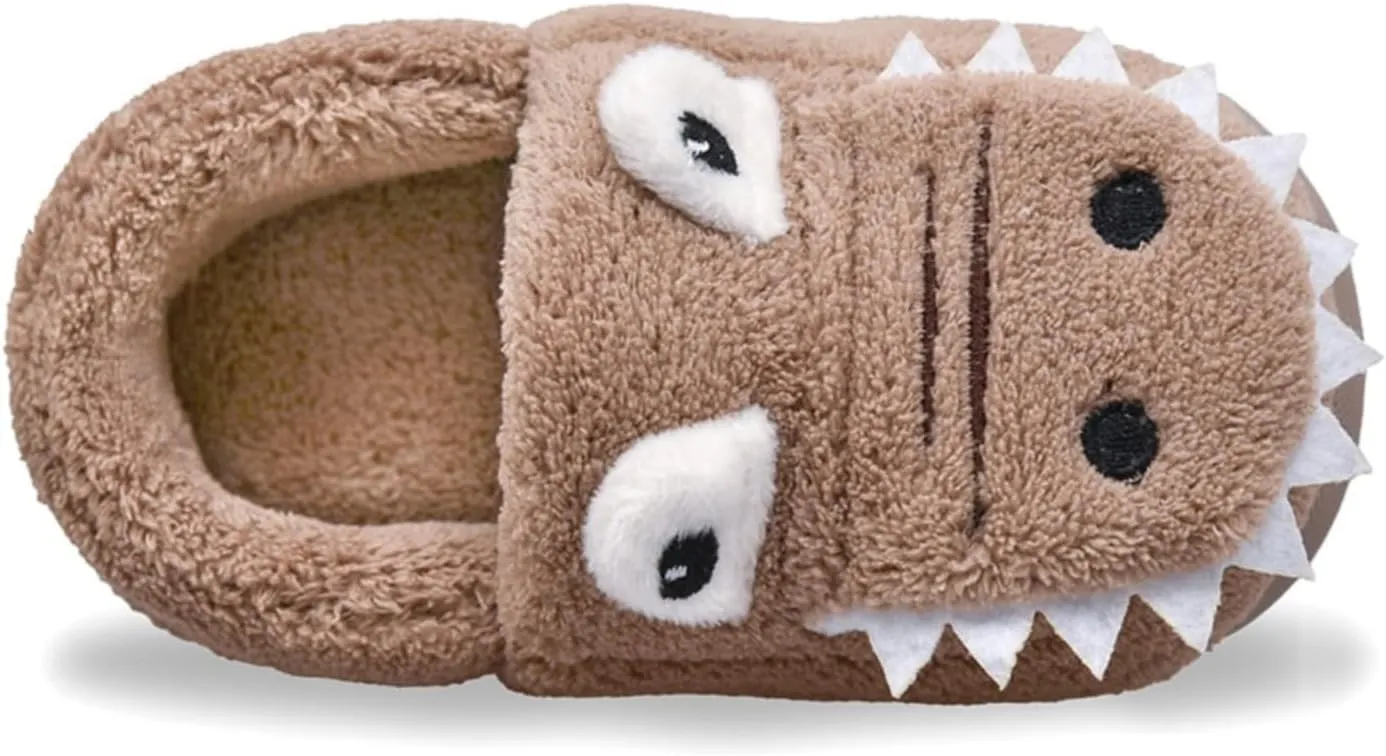 Toddler Slippers Winter Girl Boy Cute Dinosaur House Slipper Kids Warm Fuzzy Slippers Soft Plush Indoor Baby Shoes