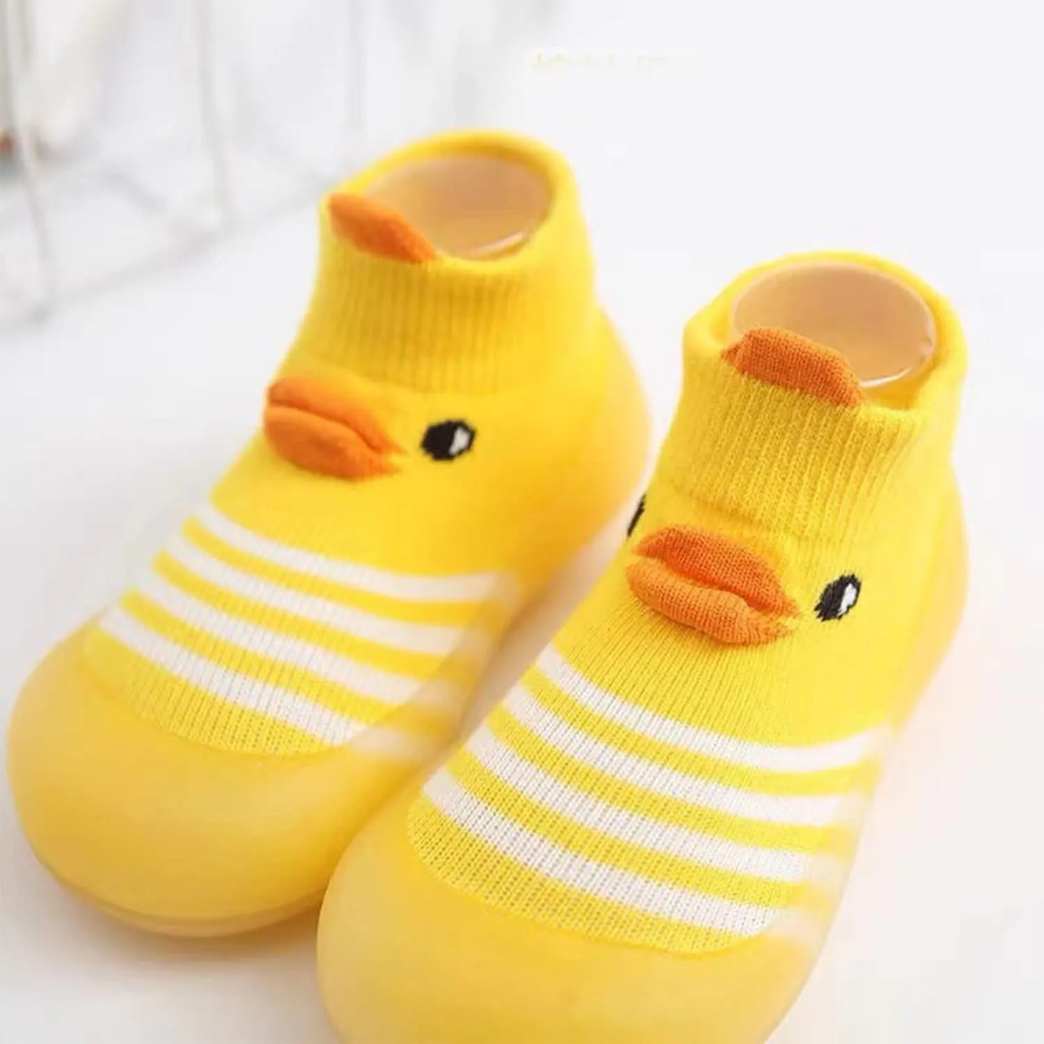 Toddler Sock Shoes,Baby Boys Girls Non Slip Flat Socks Shoes Lightweight Cute Cartoon Duck Bear Pattern Boys Shoes