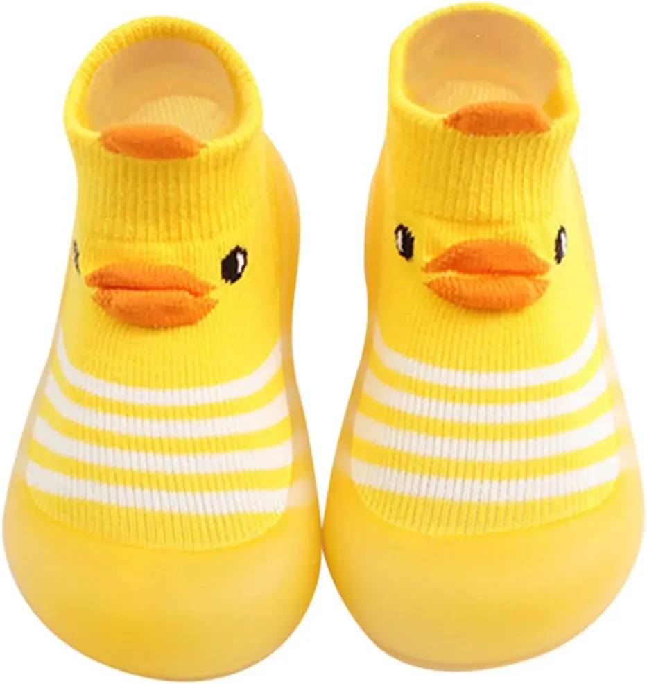 Toddler Sock Shoes,Baby Boys Girls Non Slip Flat Socks Shoes Lightweight Cute Cartoon Duck Bear Pattern Boys Shoes