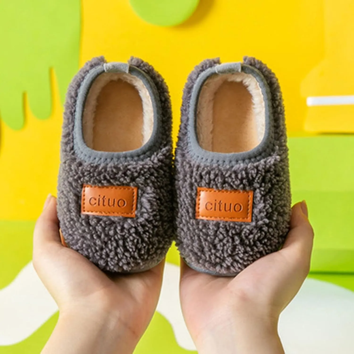 Toddler Tennis Shoes Childrens Girl Cotton Shoes Solid Color Fashion Soft Sole Winter Warm Indoor Non Slip Cotton