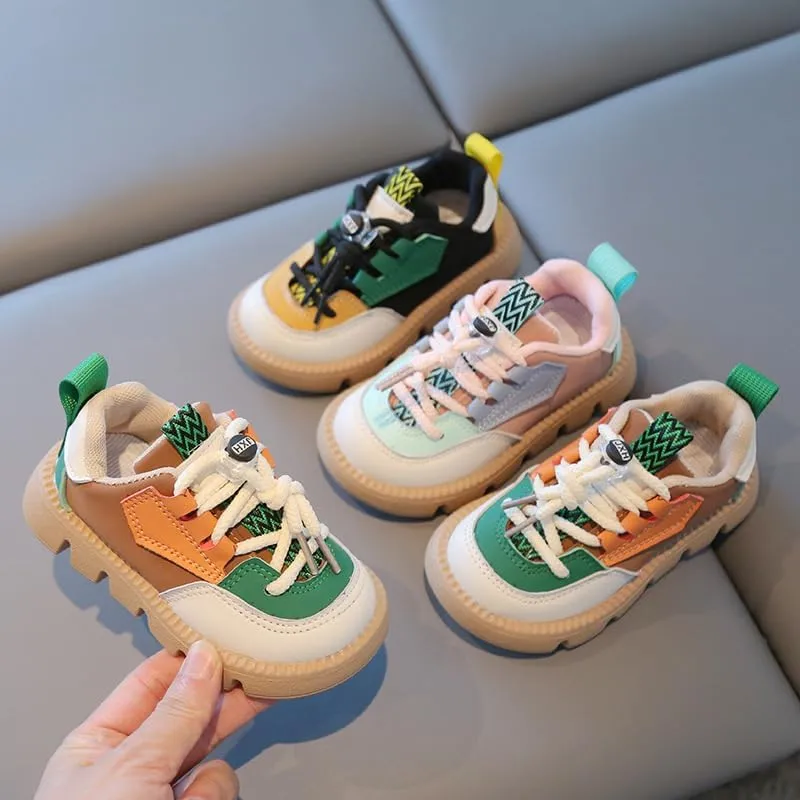Toddler Walking Shoes Chunky Girls Boys Barefoot Shoes Slip Resistant Baby Running Shoes Soft Sole