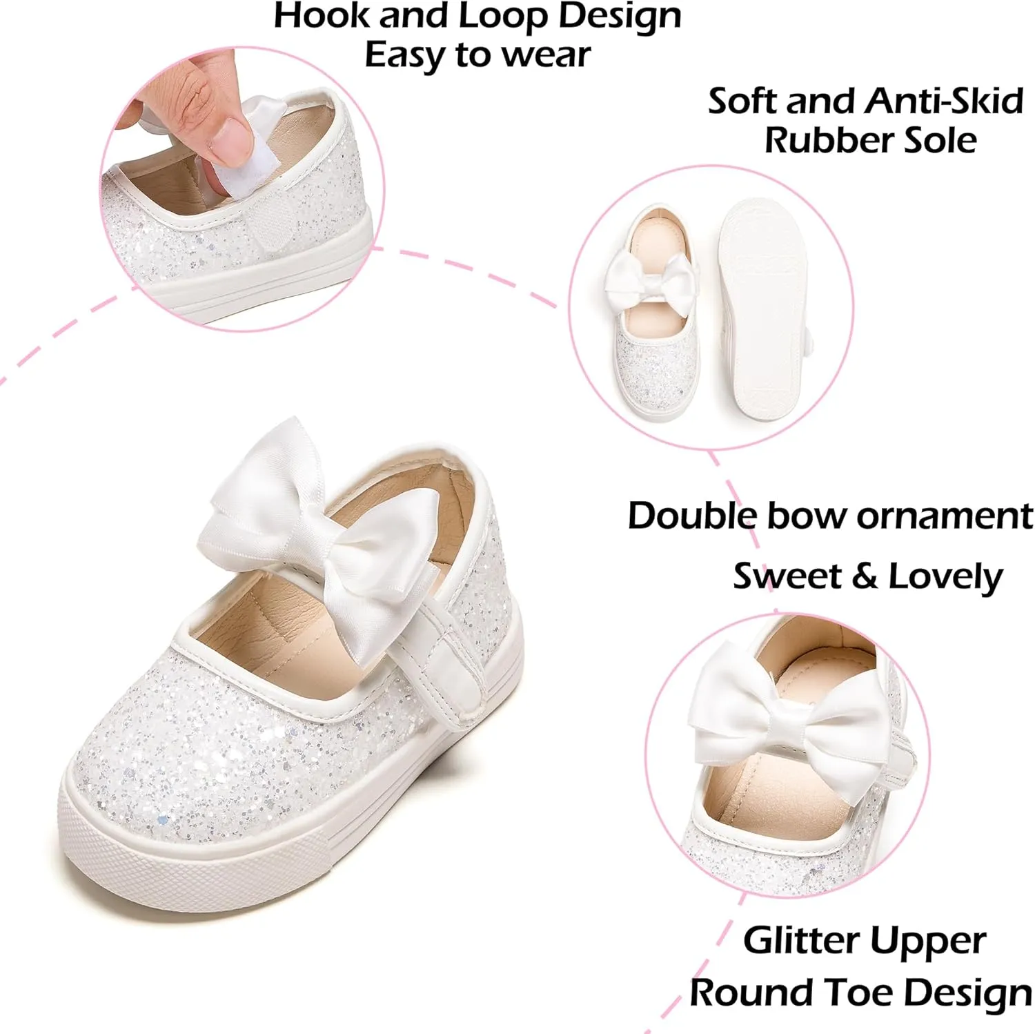 Toddler/Little Girls Sneakers-Slip On Glitter Sports Shoes for Running Walking