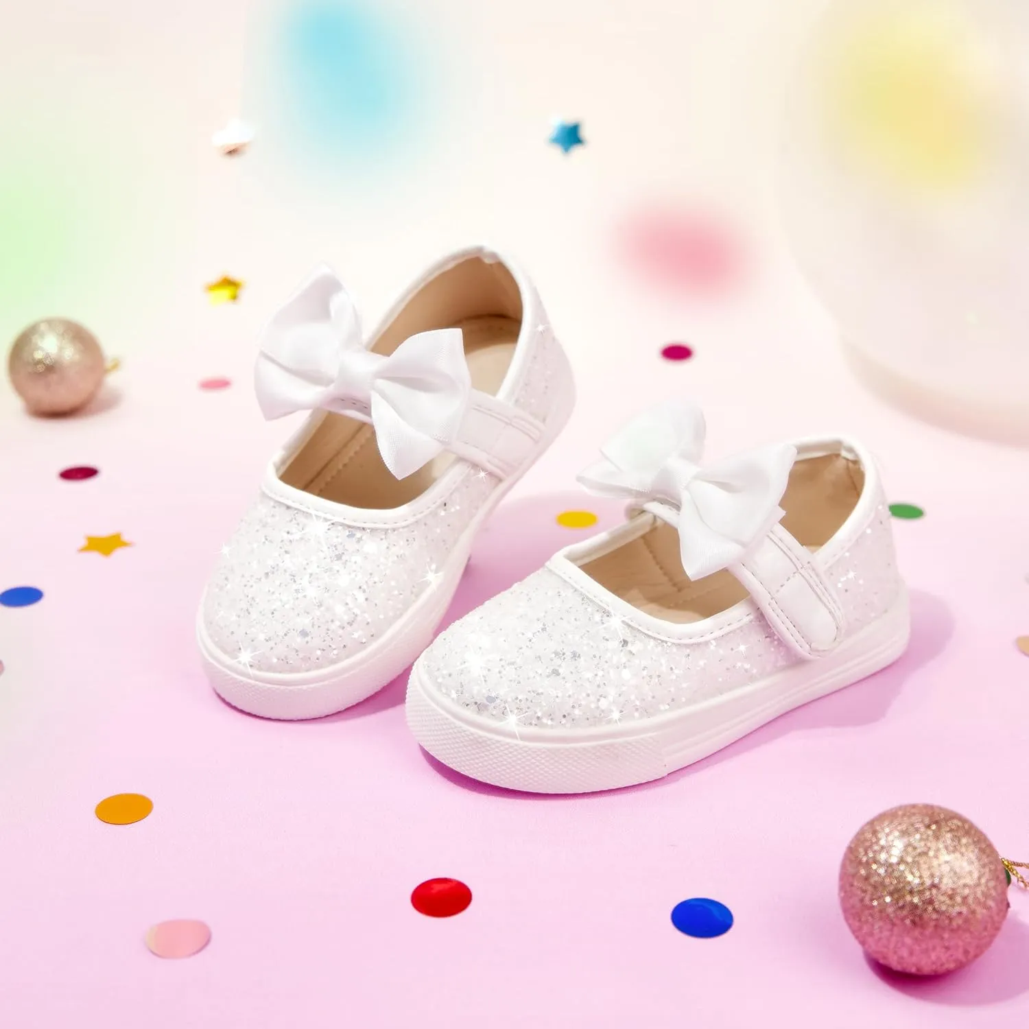Toddler/Little Girls Sneakers-Slip On Glitter Sports Shoes for Running Walking