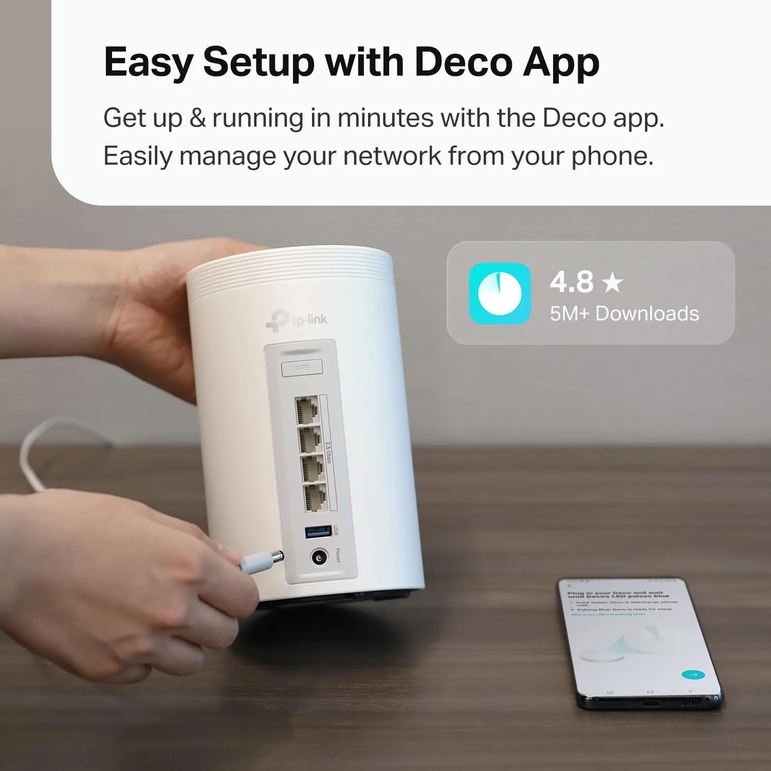 TP-Link Tri-Band WiFi 7 BE10000 Whole Home Mesh System (Deco BE63) - 6-Stream 10 Gbps, 4X 2.5G Ports Wired Backhaul, 4X Smart Internal Antennas, VPN, AI-Roaming, MU-MIMO, HomeShield (1-Pack)