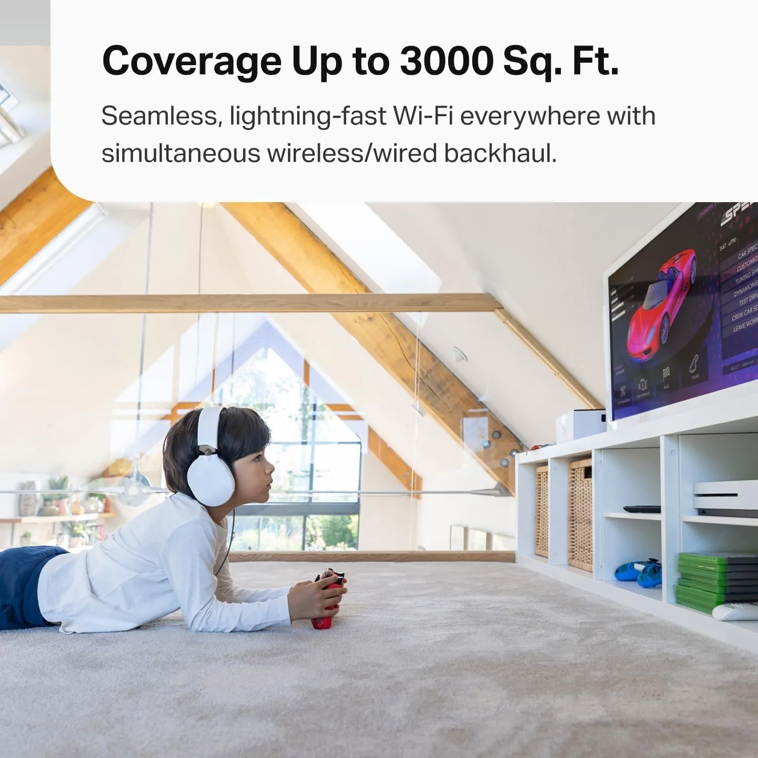 TP-Link Tri-Band WiFi 7 BE10000 Whole Home Mesh System (Deco BE63) - 6-Stream 10 Gbps, 4X 2.5G Ports Wired Backhaul, 4X Smart Internal Antennas, VPN, AI-Roaming, MU-MIMO, HomeShield (1-Pack)