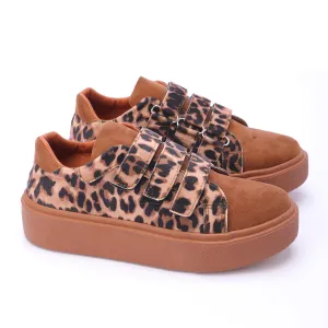 Triple Strap Leopard Sneaker-Camel