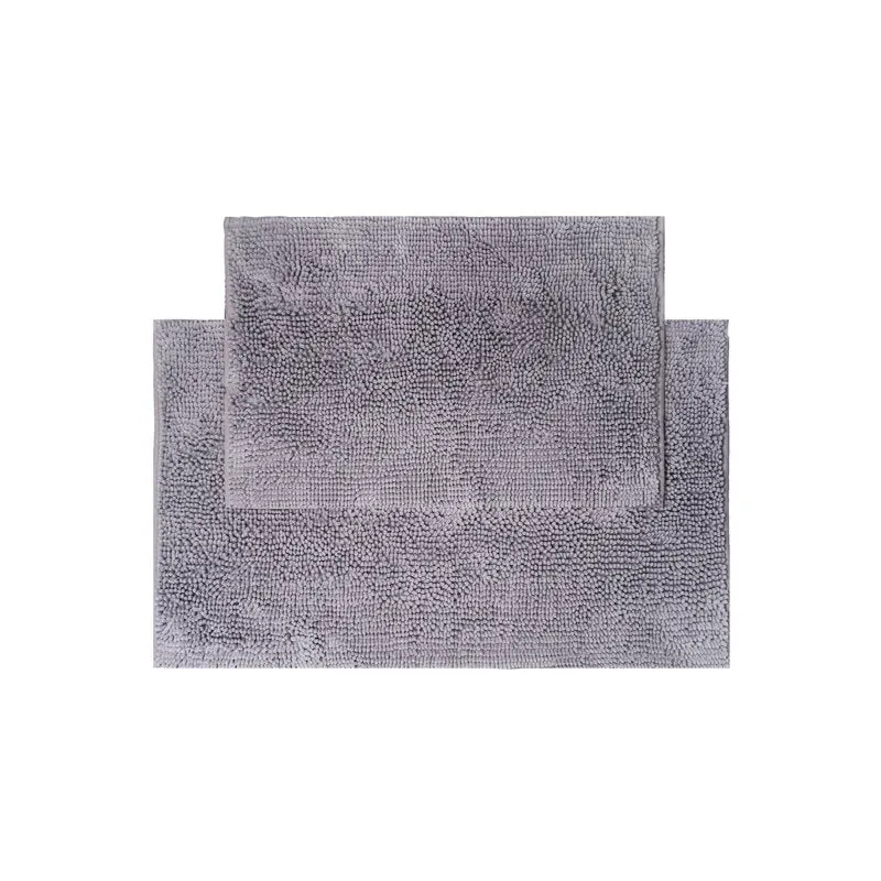 Two Piece Chenille Bath Mat Set, Grey