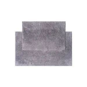 Two Piece Chenille Bath Mat Set, Grey