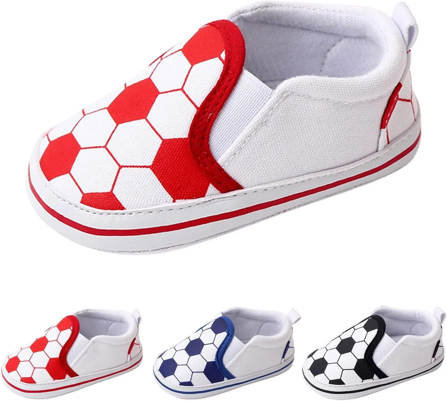 Unisex Baby Casual Slip-On Canvas Crib Shoes Infant Newborn Soft Sole Low Top Lightweight Football Sneakers