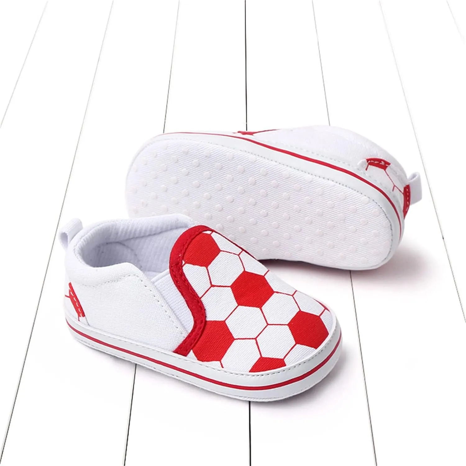 Unisex Baby Casual Slip-On Canvas Crib Shoes Infant Newborn Soft Sole Low Top Lightweight Football Sneakers
