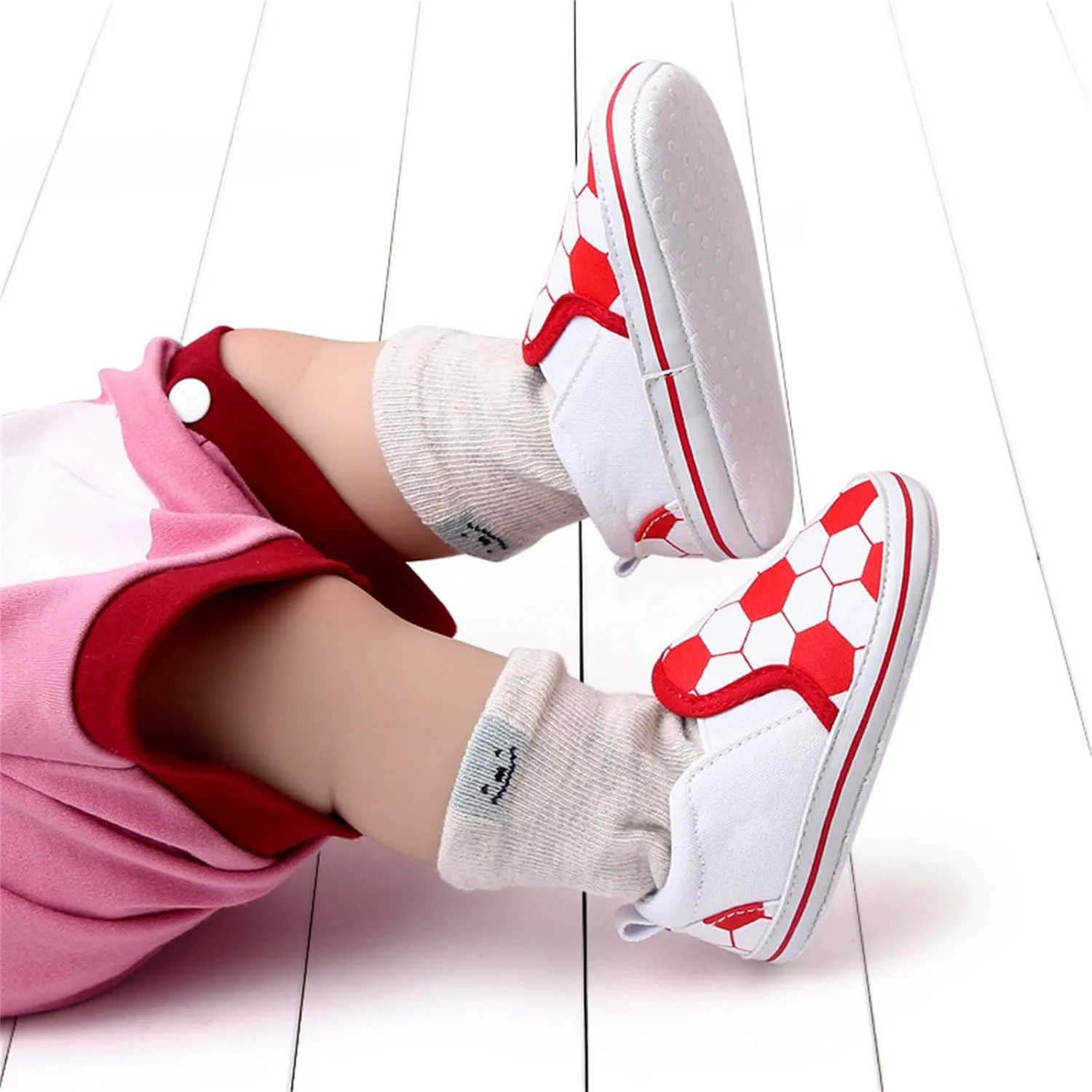Unisex Baby Casual Slip-On Canvas Crib Shoes Infant Newborn Soft Sole Low Top Lightweight Football Sneakers