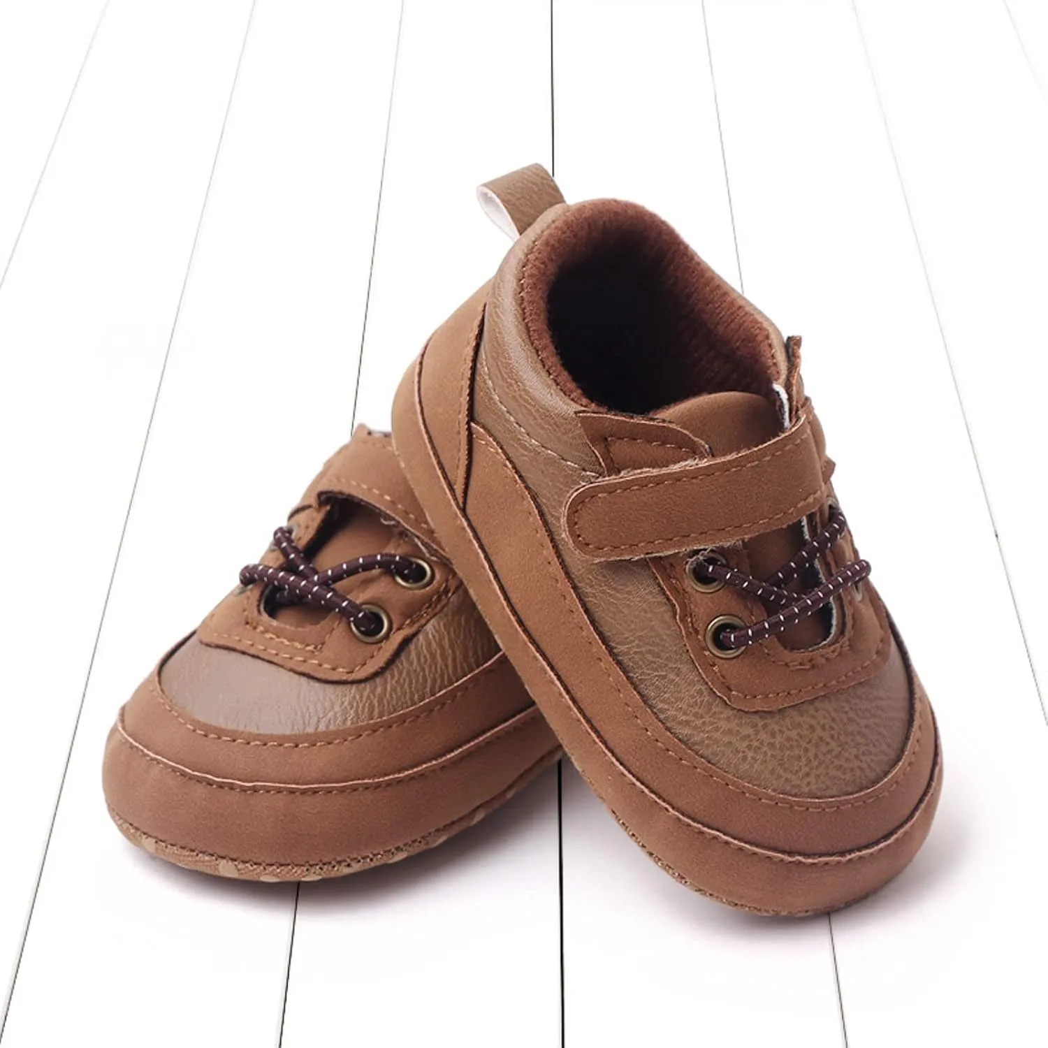 Unsex Baby Pu Leather Shoes Infant Toddler High Top Lace Up Slip On Soft Sole Sneakers First Waler Shoes
