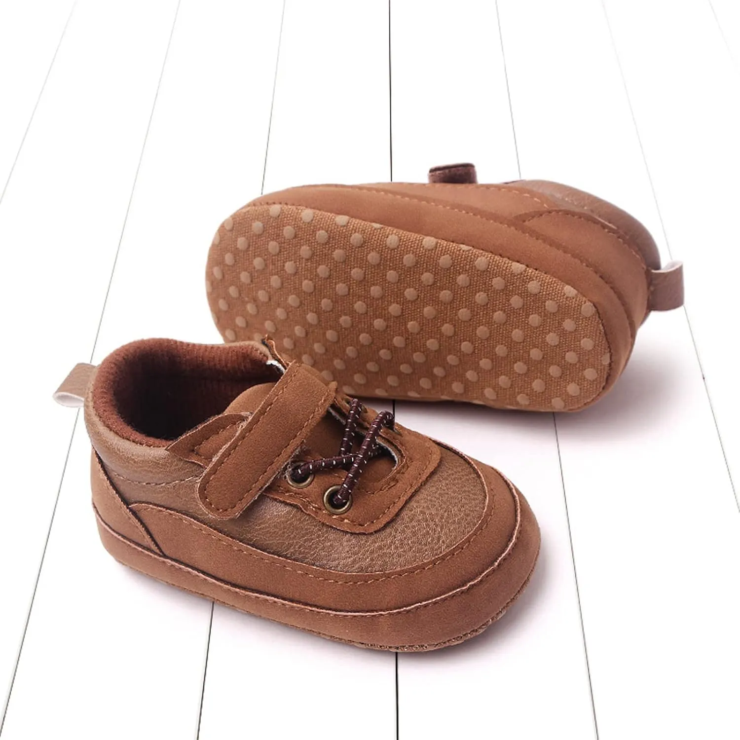 Unsex Baby Pu Leather Shoes Infant Toddler High Top Lace Up Slip On Soft Sole Sneakers First Waler Shoes
