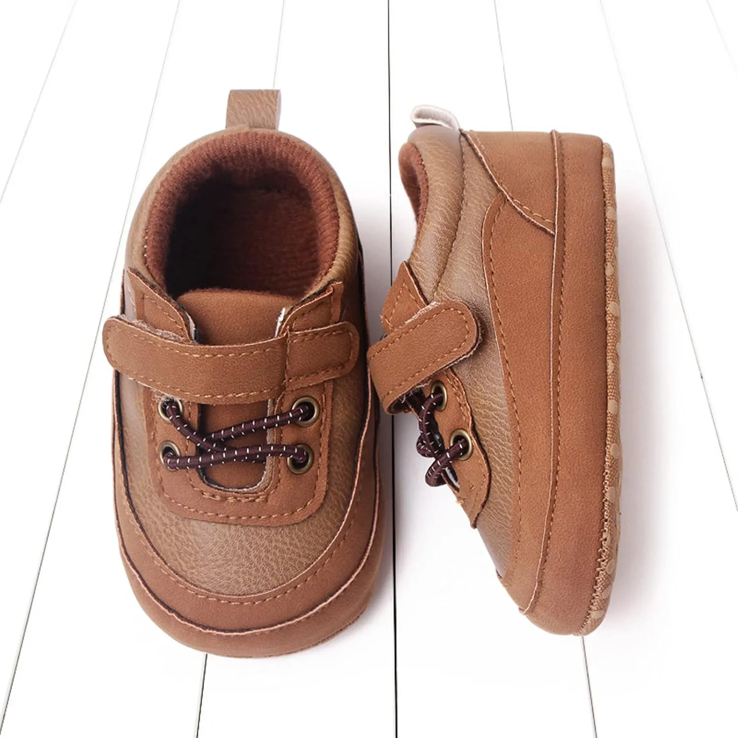 Unsex Baby Pu Leather Shoes Infant Toddler High Top Lace Up Slip On Soft Sole Sneakers First Waler Shoes