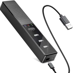 USB Speaker for Computer, 3-Port USB Hub,PC Spearker with Microphone,One-Key Mute,Plug & Play, Mouse Pad