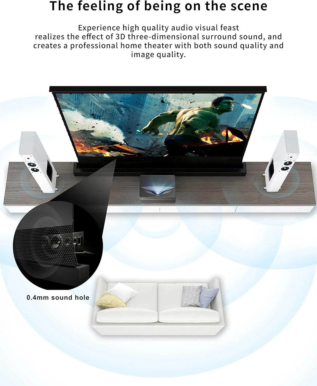 VIVIDSTORM-Projector Screen with Stand S PRO P 100 inch Foldaway Home/Movie Portable Sound Acoustically Transparent Light Rejecting Indoor Video Compatible with UST Laser TV Projector,VSDSTUST100HP