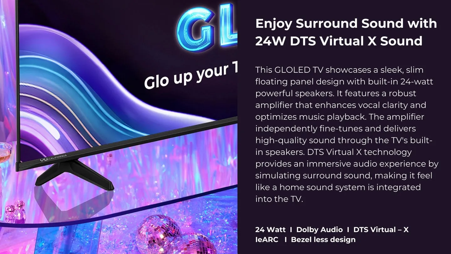 Vu 43GLOLED25 108 cm (43 inch) Ultra HD (4K) LED Smart Google TV  WiFi Remote Control I Dolby Vision I 24W DTS Virtual X Sound