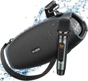W-KING Portable Loud Bluetooth Speakers with Wireless Microphone, 70W Portable Outdoor Speakers Bluetooth Wireless Waterproof, Triple Passive Radiators-Deep Bass/Hi-fi/DSP/Power Bank/TF/AUX/EQ/Opener