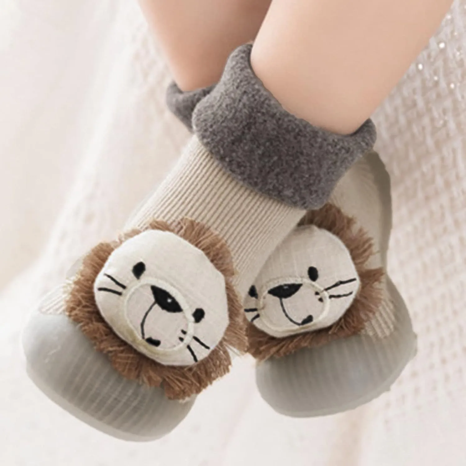 Walking Shoes Stocking Soft Slipper Toddler Rubber Girls Baby Shoes Socks Knit Boys Warm Sole Kids Non-Slip Rubber Sole