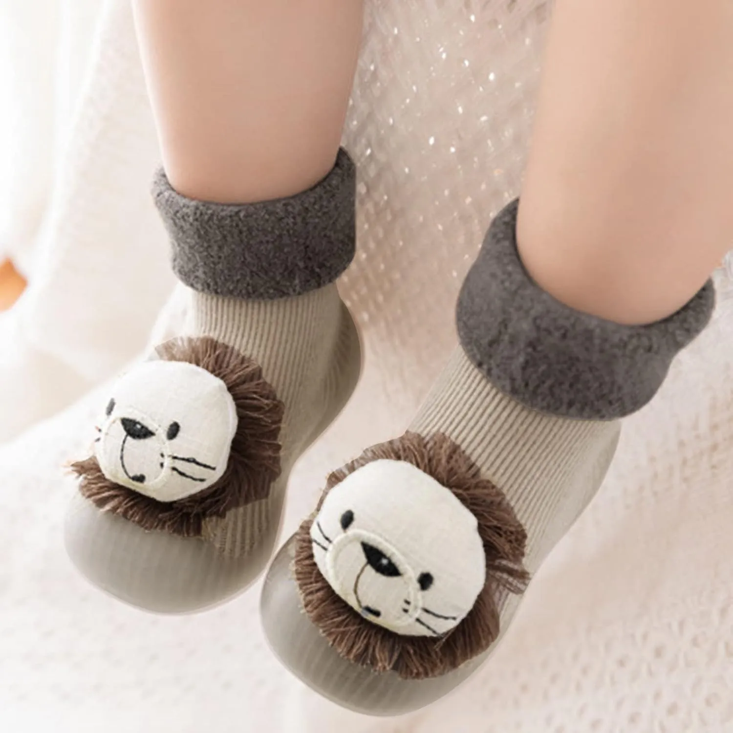 Walking Shoes Stocking Soft Slipper Toddler Rubber Girls Baby Shoes Socks Knit Boys Warm Sole Kids Non-Slip Rubber Sole