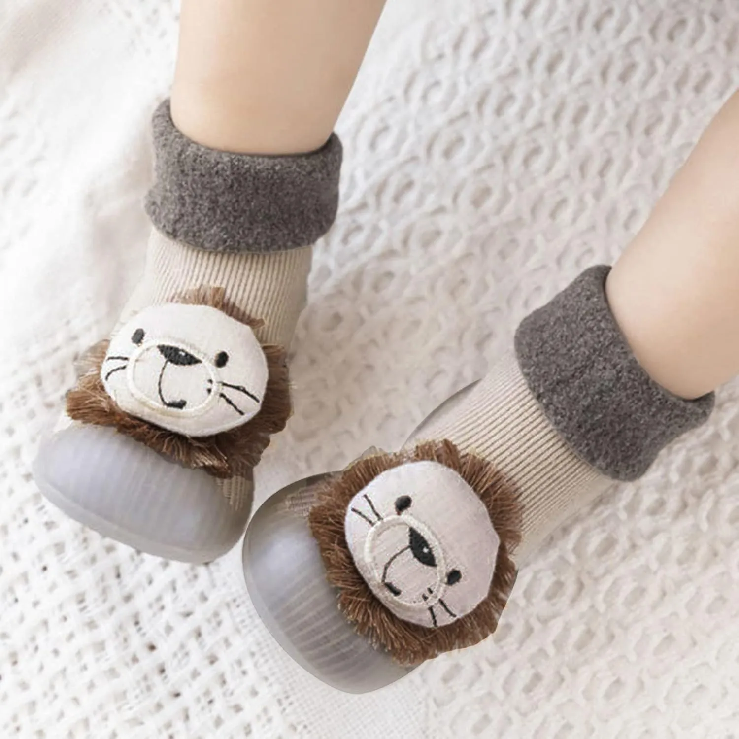 Walking Shoes Stocking Soft Slipper Toddler Rubber Girls Baby Shoes Socks Knit Boys Warm Sole Kids Non-Slip Rubber Sole